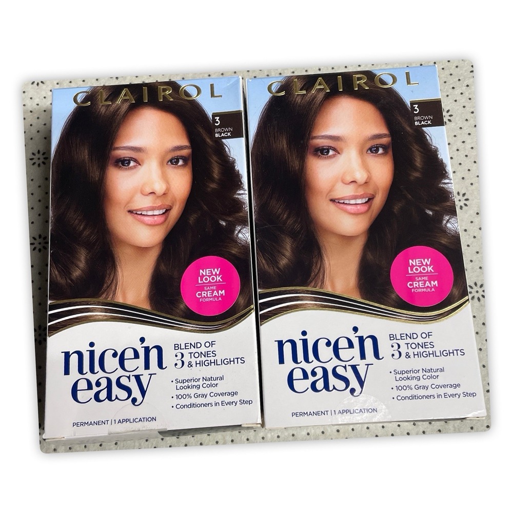 Clairol Nice'n Easy Permanent Hair Color, 3 Brown Black,‎ Pack Of 2